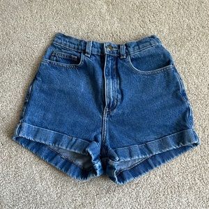 American Apparel Denim High-Rise Cuffed Jean Shorts, Size 25